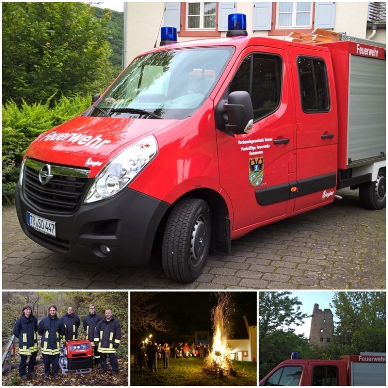 Feuerwehrauto, Martinsfeuer und Feuerwehrmänner