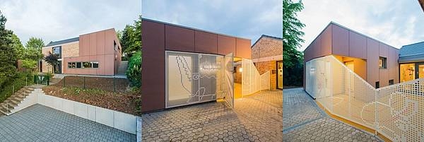 Modernes Gebäude mit Holzfassade